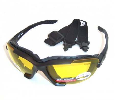 Choppers Convertible Night Drive Yellow Lens Goggles Glasses (Anti-Fog Coated) 91969-YL