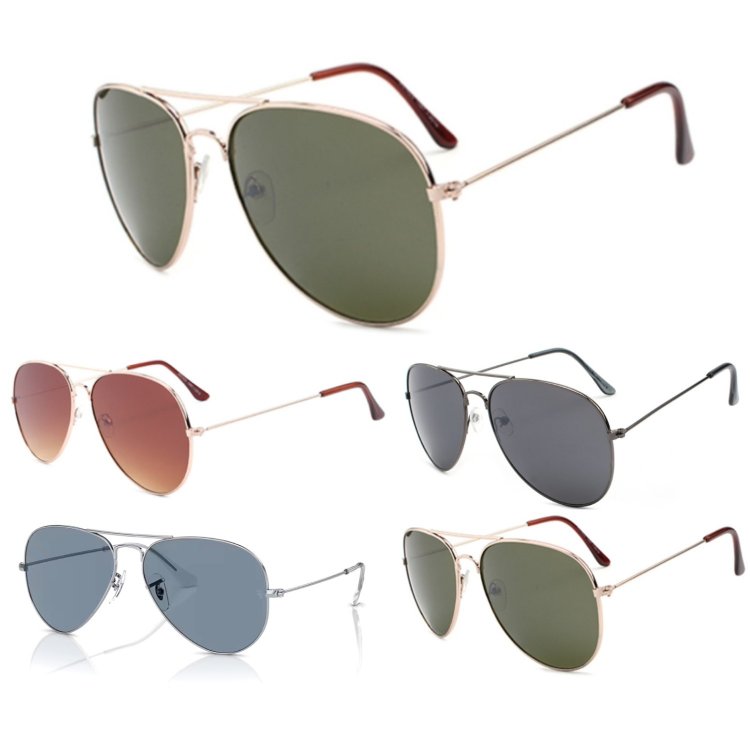Aviator Metal Sunglasses Large Size AV009-1