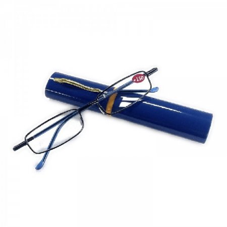 Spring Temple Reading Glasses with Pen Clip Metal Case R9098