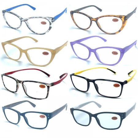 Spring Arm Fashion Plastic Reading Glasses 4 Style Asstd R9280-83