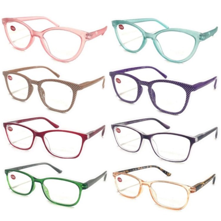 Unisex Fashion Spring Arm Plastic Reading Glasses 4 Style Asstd R9258-61